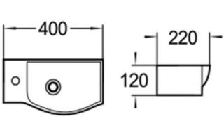 Раковина подвесная SantiLine SL-2013LMB 45см левая чёрный матовый